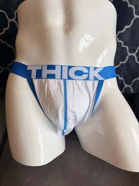 Andrew Christian THICK Jockstrap White/Blue Size Large